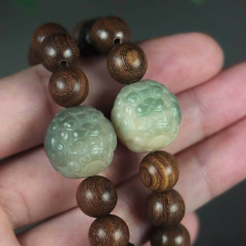 Calm Healing Sandalwood Bodhi Seed PiXiu Ebony Wood Bead Bracelet