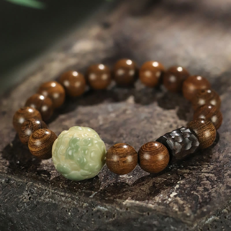 Calm Healing Sandalwood Bodhi Seed PiXiu Ebony Wood Bead Bracelet