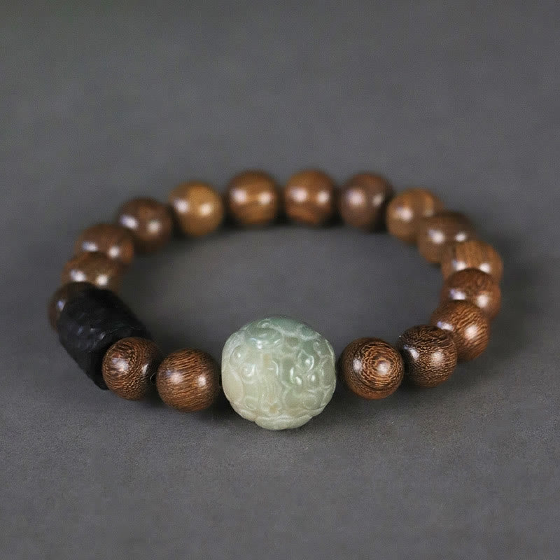 Calm Healing Sandalwood Bodhi Seed PiXiu Ebony Wood Bead Bracelet