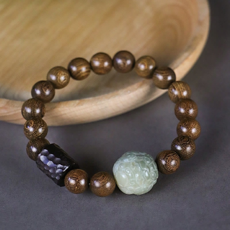 Calm Healing Sandalwood Bodhi Seed PiXiu Ebony Wood Bead Bracelet