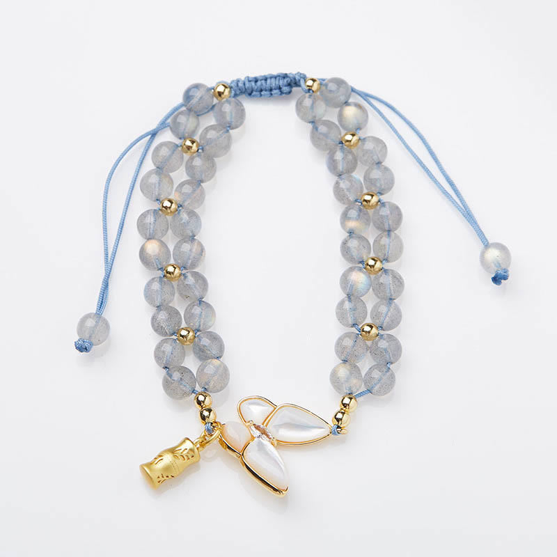 Nimara Ritual Natural Moonstone Butterfly Bamboo Healing String Bracelet