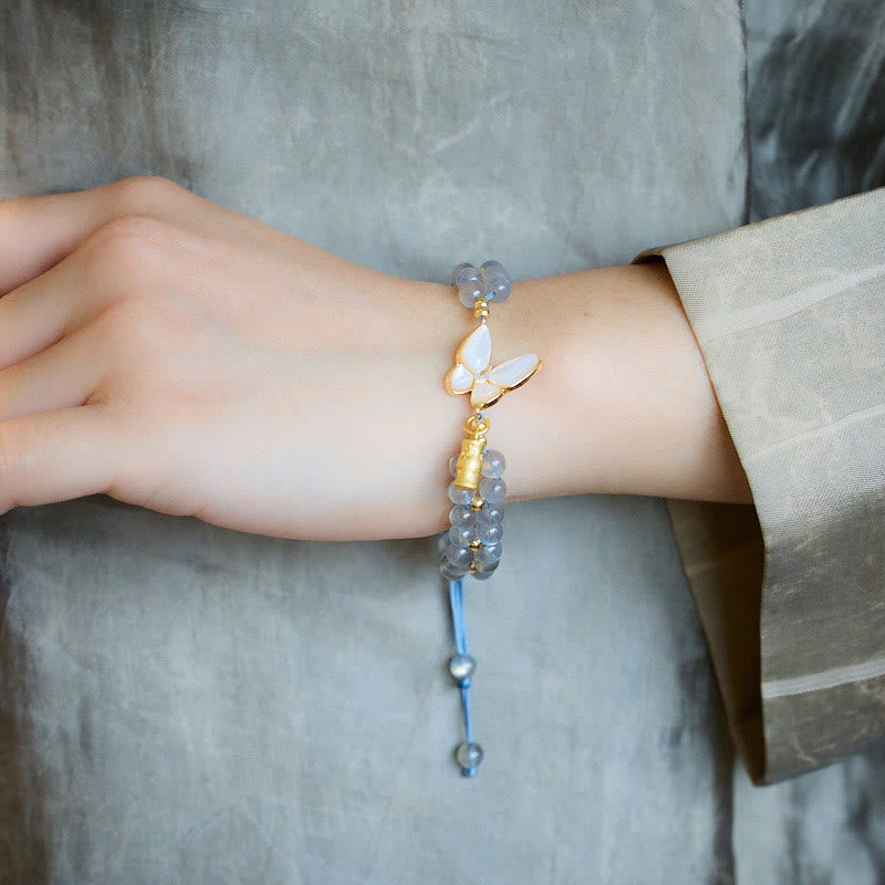 Nimara Ritual Natural Moonstone Butterfly Bamboo Healing String Bracelet