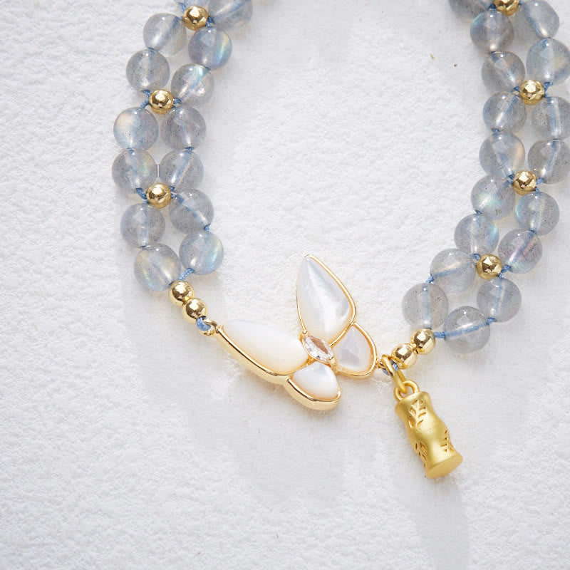 Nimara Ritual Natural Moonstone Butterfly Bamboo Healing String Bracelet