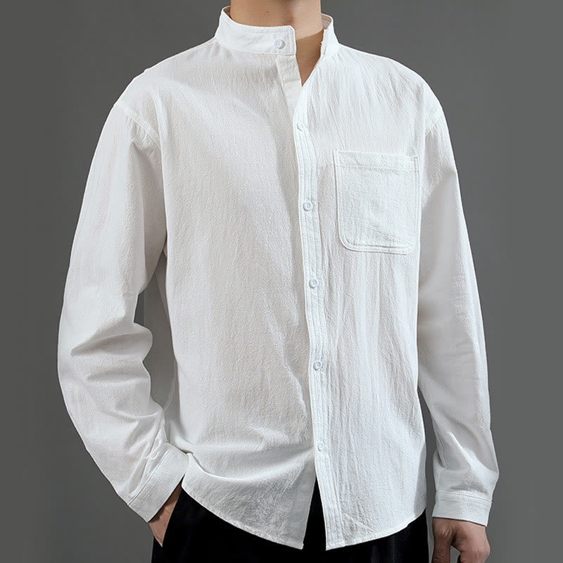 Nimara Ritual Men's Long Sleeve Shirt With Pocket Stand Collar Comfort Shirt