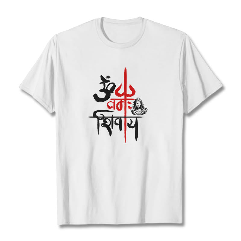Nimara Ritual OM NAMAH SHIVAYA Red Trident Cotton Tee T-shirt