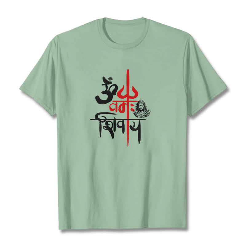 Nimara Ritual OM NAMAH SHIVAYA Red Trident Cotton Tee T-shirt
