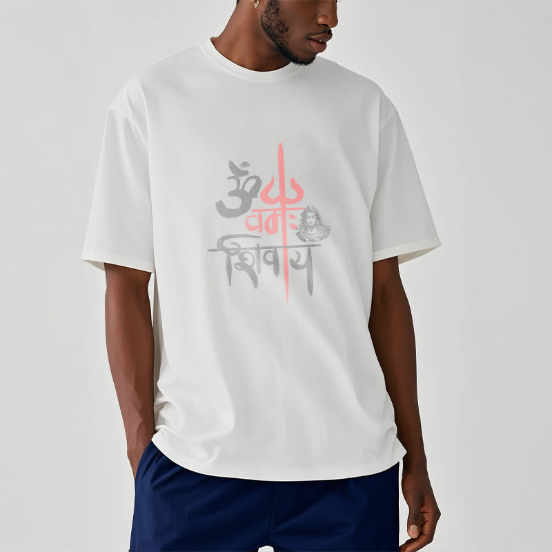 Nimara Ritual OM NAMAH SHIVAYA Red Trident Cotton Tee T-shirt