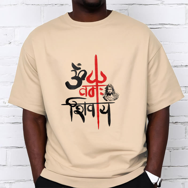 Nimara Ritual OM NAMAH SHIVAYA Red Trident Cotton Tee T-shirt
