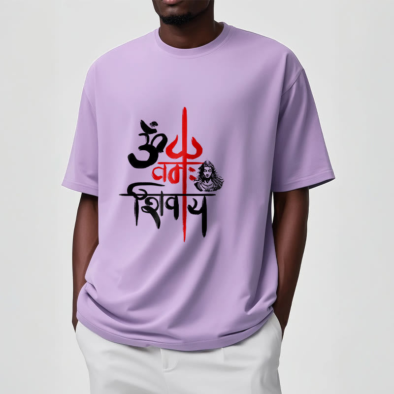 Nimara Ritual OM NAMAH SHIVAYA Red Trident Cotton Tee T-shirt