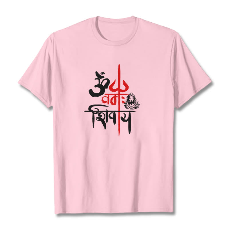 Nimara Ritual OM NAMAH SHIVAYA Red Trident Cotton Tee T-shirt