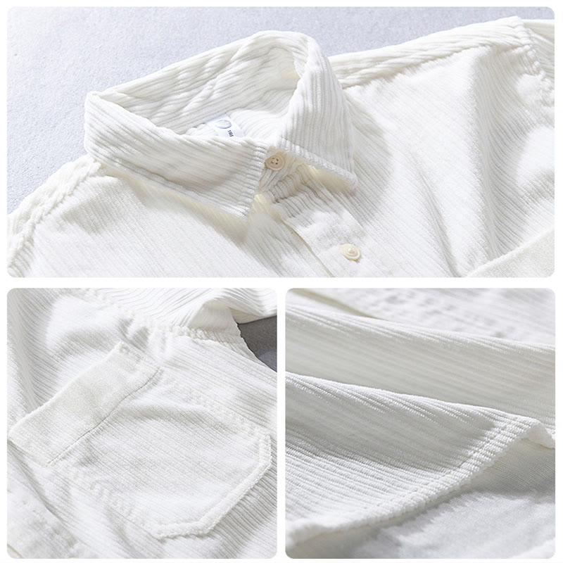 Nimara Ritual Men's Long Sleeve Turn-down Collar With Pocket Corduroy Casual Shirt