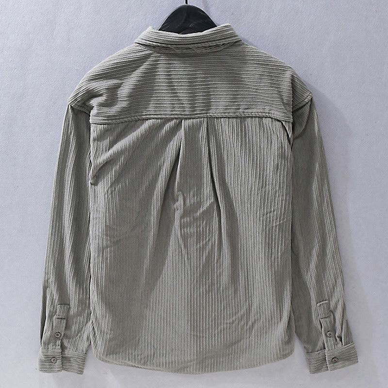 Nimara Ritual Men's Long Sleeve Turn-down Collar With Pocket Corduroy Casual Shirt