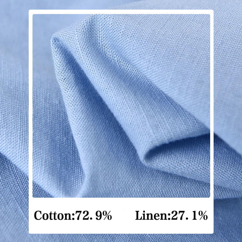 Nimara Ritual Men's Long Sleeve Stand Collar With Pocket Pure Color Casual Cotton Linen Shirt