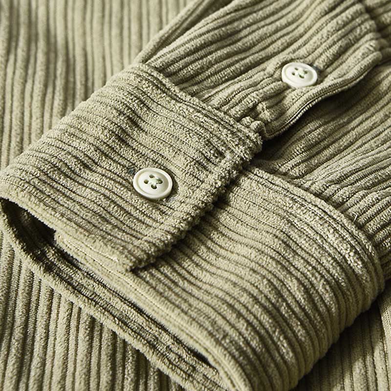 Nimara Ritual Men's Long Sleeve Fleece Lined With Pocket Corduroy Comfortable Shirt