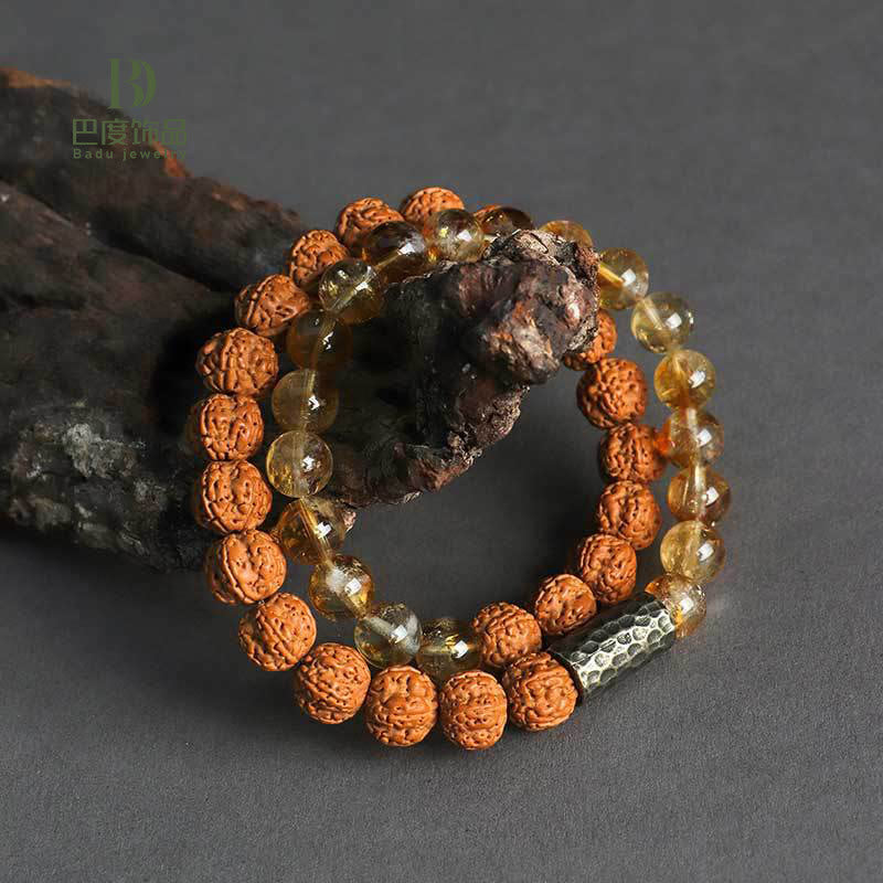 Nimara Ritual Citrine Sandalwood Bodhi Seed Protection Double Wrap Bracelet