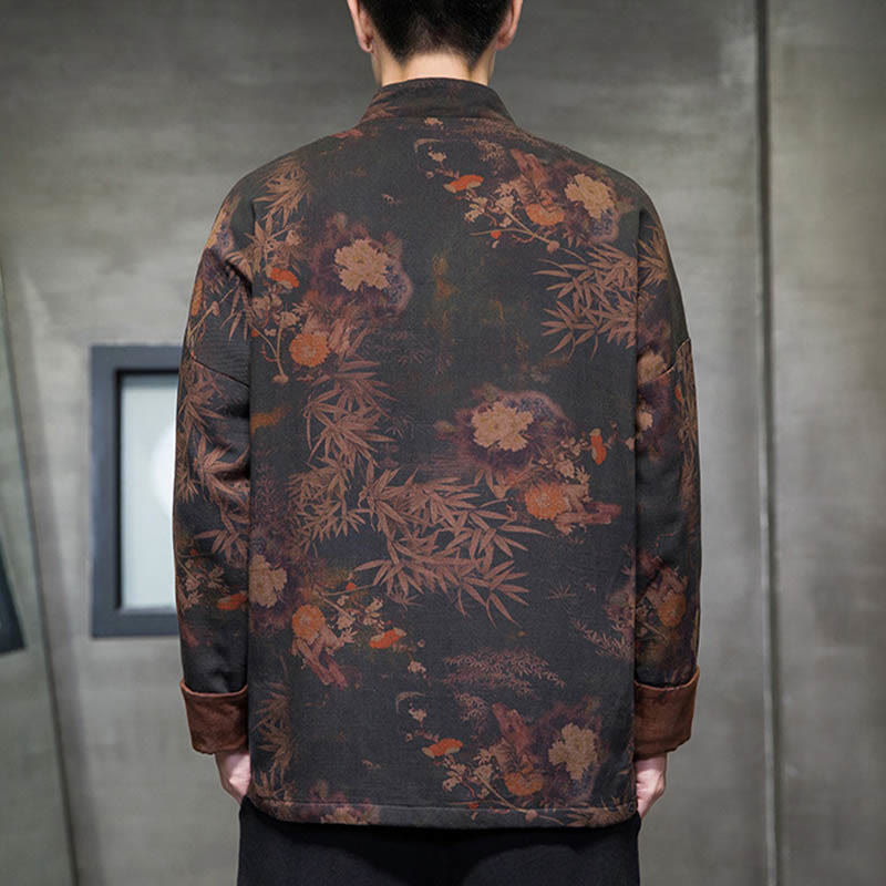 Nimara Ritual Frog-Button Chinese Tang Suit Long Shirt Cotton Men Jacket Clothing
