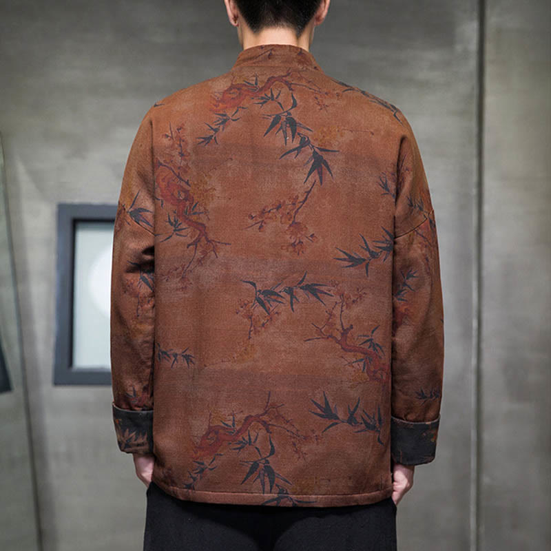Nimara Ritual Frog-Button Chinese Tang Suit Long Shirt Cotton Men Jacket Clothing