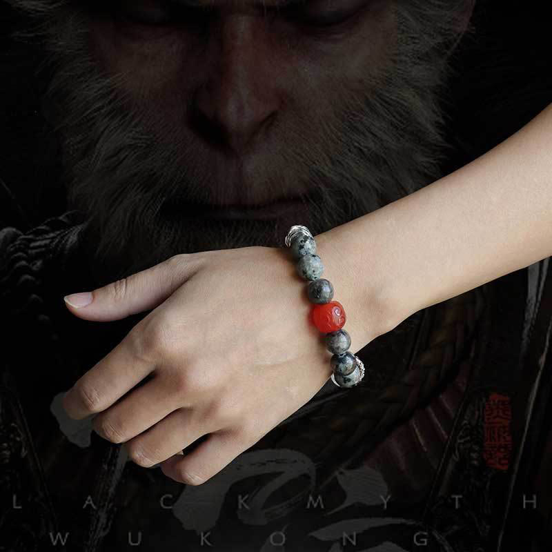 Nimara Ritual Gold Sheen Obsidian Lava Rock Red Agate Protection Bracelet
