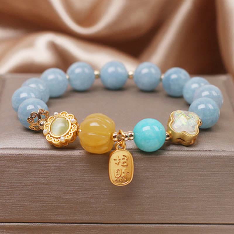 Nimara Ritual Aquamarine Pumpkin Pearl Wealth Protection Bracelet