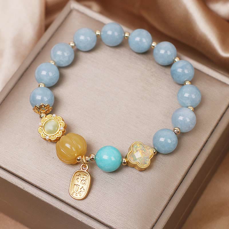 Nimara Ritual Aquamarine Pumpkin Pearl Wealth Protection Bracelet