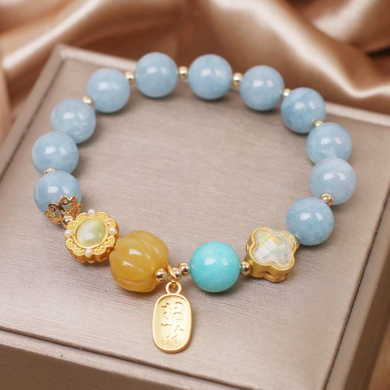 Nimara Ritual Aquamarine Pumpkin Pearl Wealth Protection Bracelet