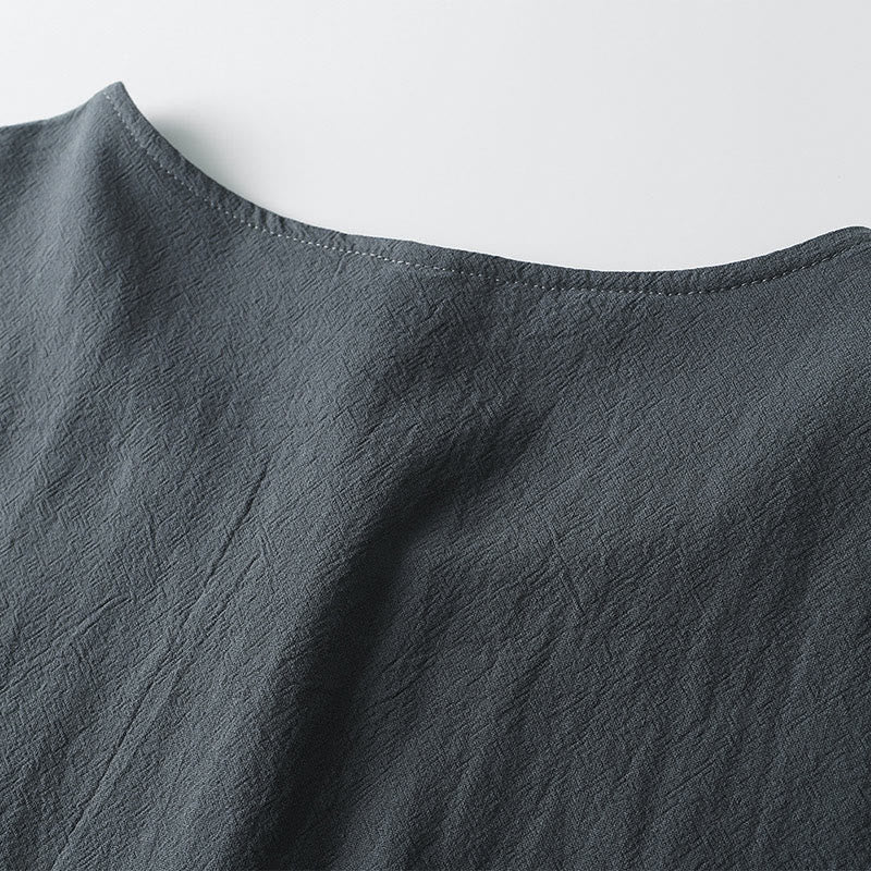 Nimara Ritual Men's T-Shirt Solid Color Top Short Sleeve Three-button V Collar Soft Cotton Shirt