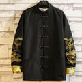 Nimara Ritual Embroider Dragon Phoenix Casual Frog-button Cotton Men's Jacket Shirt Clothing