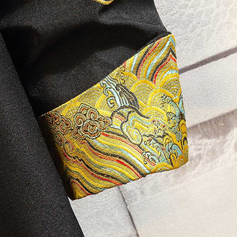 Nimara Ritual Embroider Dragon Phoenix Casual Frog-button Cotton Men's Jacket Shirt Clothing