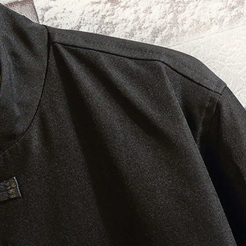 Nimara Ritual Embroider Dragon Phoenix Casual Frog-button Cotton Men's Jacket Shirt Clothing