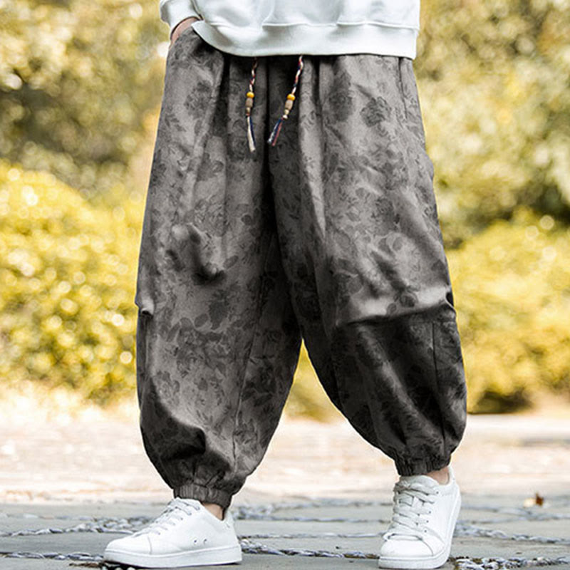 Nimara Ritual Casual Flower Corduroy Cotton Men's Pants With Big Pockets