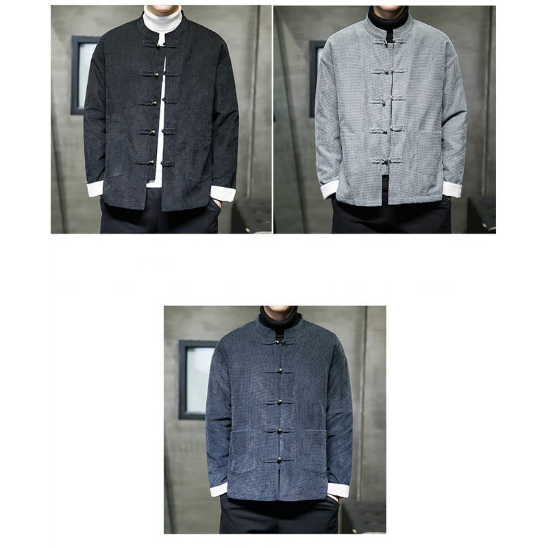 Nimara Ritual Solid Color Frog-button Men's Jacket Shirt Clothing