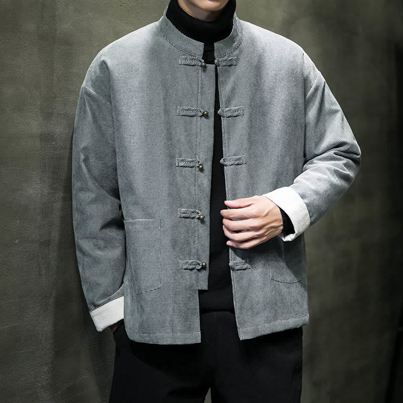 Nimara Ritual Solid Color Frog-button Men's Jacket Shirt Clothing