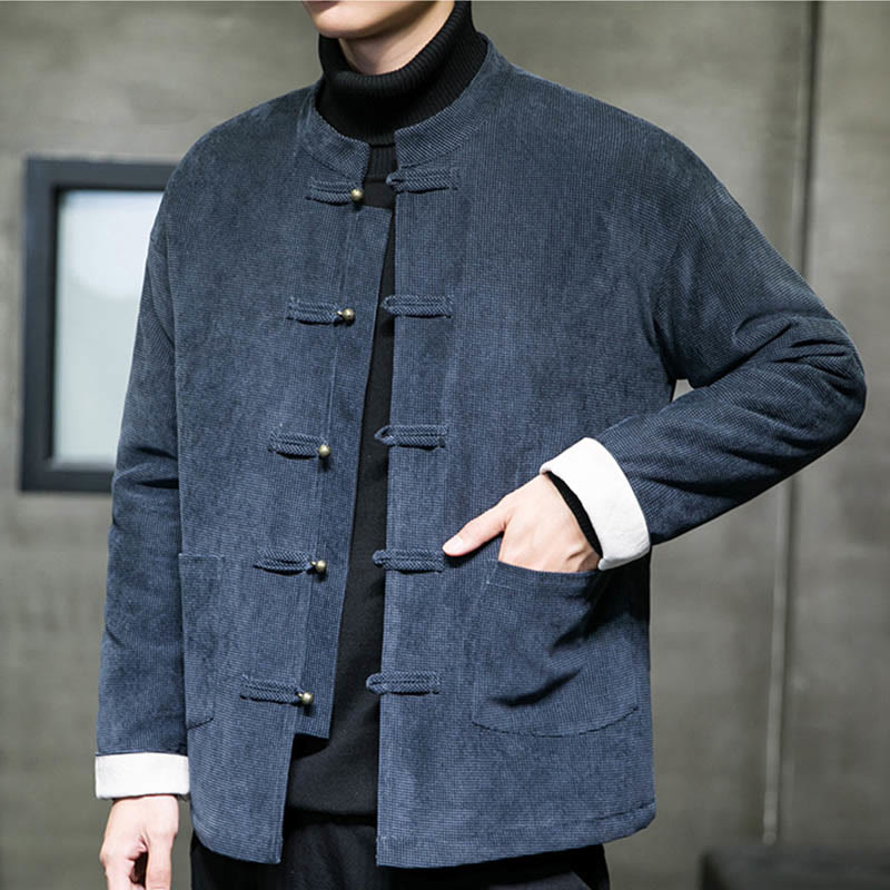 Nimara Ritual Solid Color Frog-button Men's Jacket Shirt Clothing