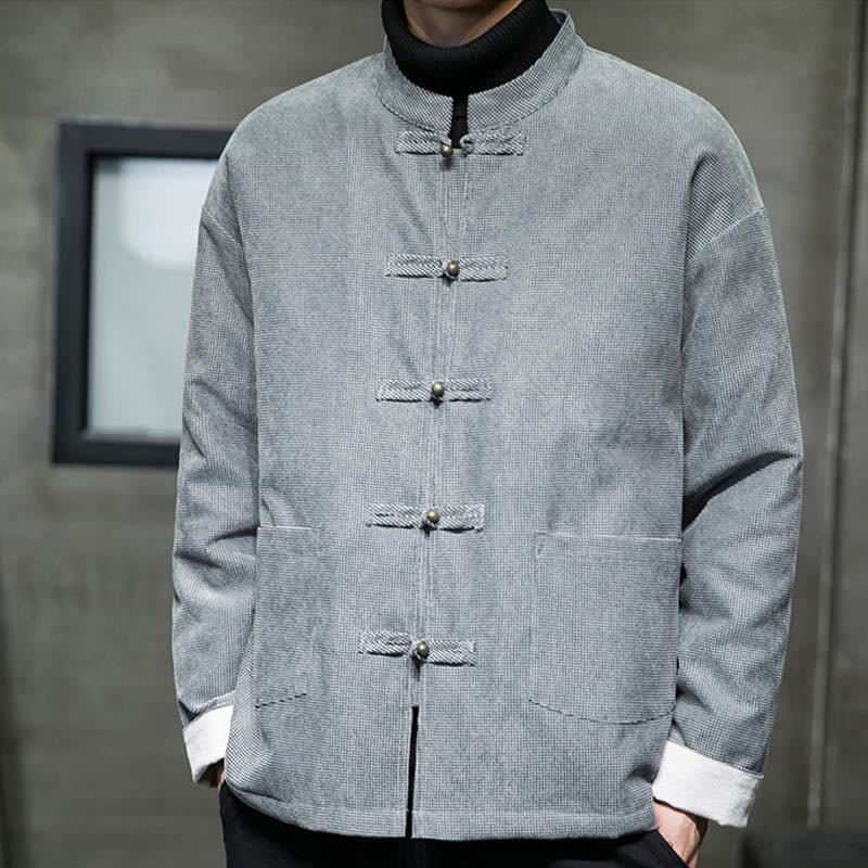 Nimara Ritual Solid Color Frog-button Men's Jacket Shirt Clothing
