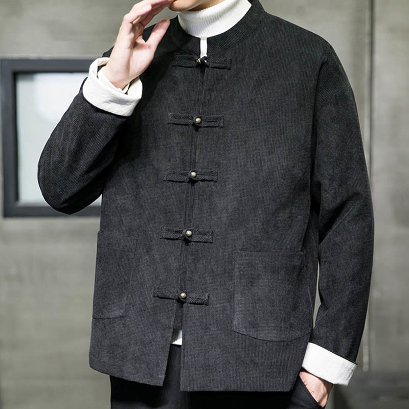 Nimara Ritual Solid Color Frog-button Men's Jacket Shirt Clothing