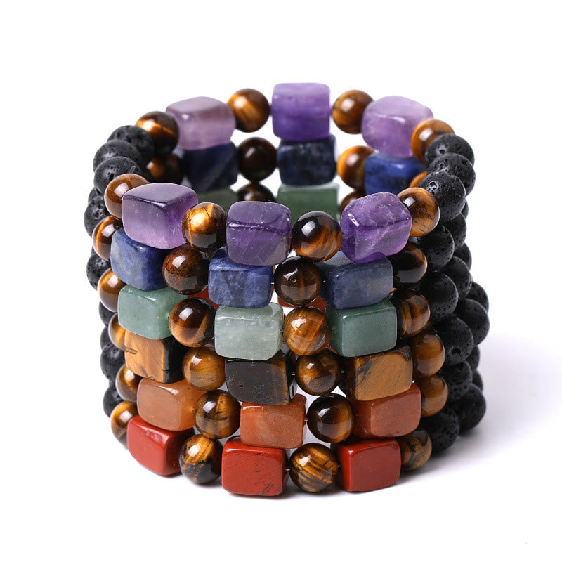 Nimara Ritual Various Crystals Cube Amethyst Lava Rock Support Bracelet