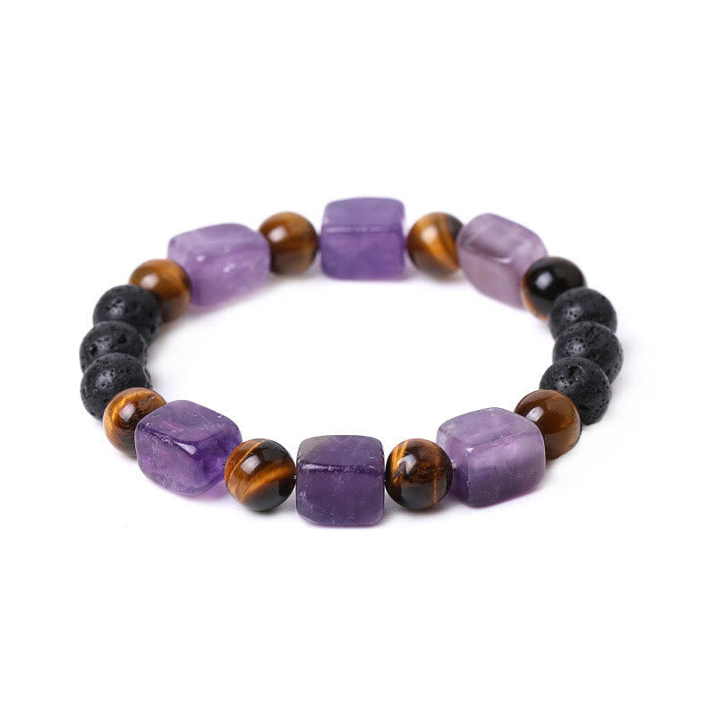 Nimara Ritual Various Crystals Cube Amethyst Lava Rock Support Bracelet