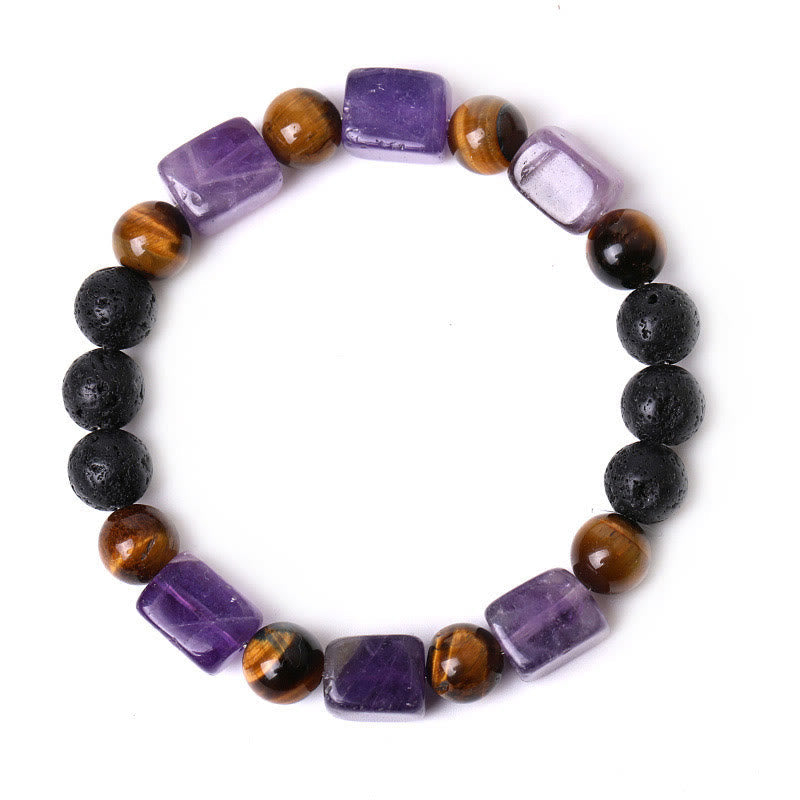 Nimara Ritual Various Crystals Cube Amethyst Lava Rock Support Bracelet