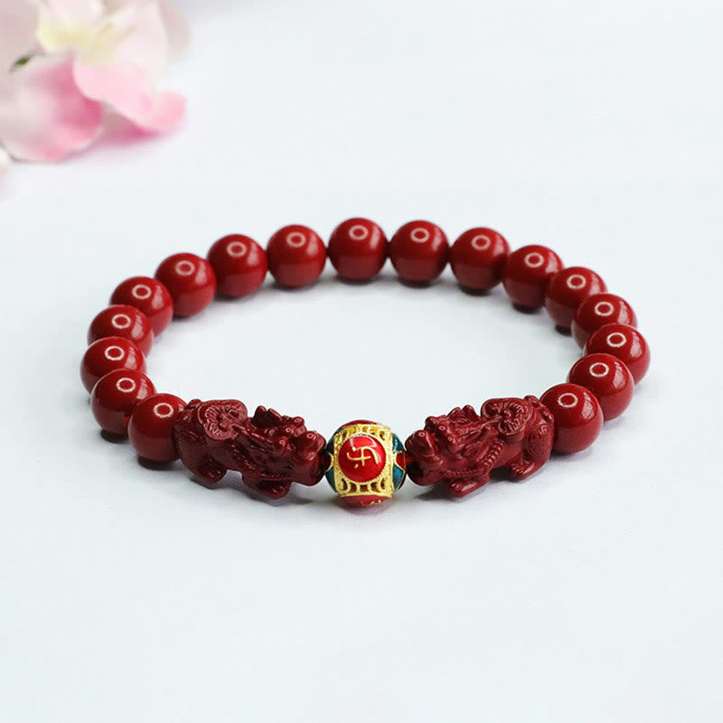Nimara Ritual Cinnabar Double PIXIU Keep Away Evil Spirits Bracelet