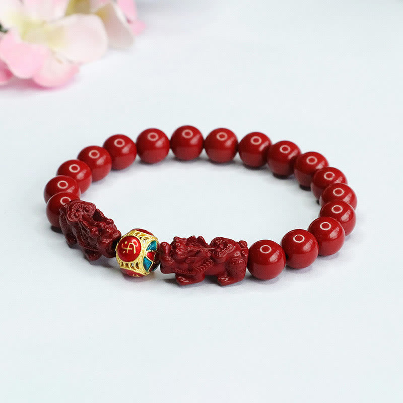 Nimara Ritual Cinnabar Double PIXIU Keep Away Evil Spirits Bracelet