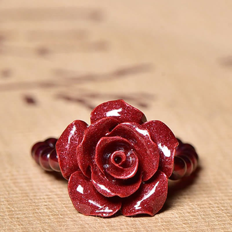 Nimara Ritual Cinnabar Rose Garnet Beads Concentration Ring