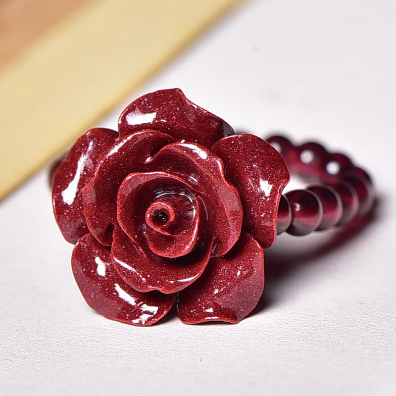 Nimara Ritual Cinnabar Rose Garnet Beads Concentration Ring
