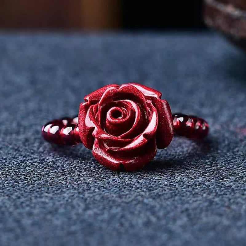Nimara Ritual Cinnabar Rose Garnet Beads Concentration Ring