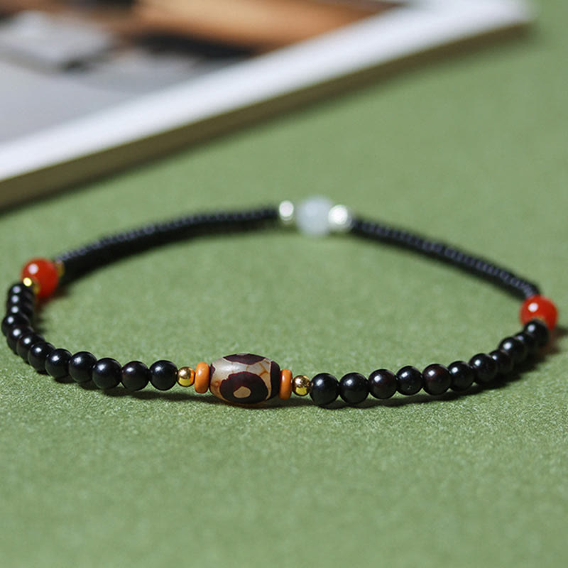 Nimara Ritual Ebony Sandalwood Green Sandalwood Dzi Bead Balance Calm Double Wrap Bracelet