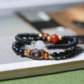Nimara Ritual Ebony Sandalwood Green Sandalwood Dzi Bead Balance Calm Double Wrap Bracelet