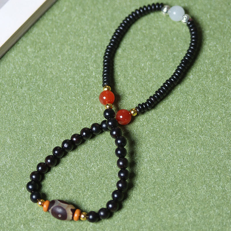 Nimara Ritual Ebony Sandalwood Green Sandalwood Dzi Bead Balance Calm Double Wrap Bracelet