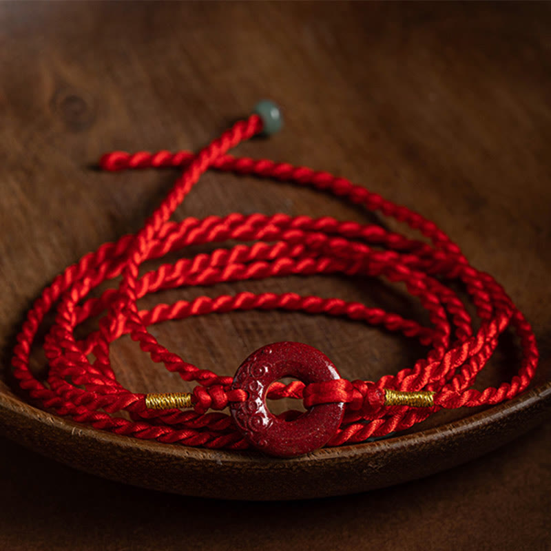 Nimara Ritual Natural Cinnabar Peace Buckle Blessing Red String Belly Chain