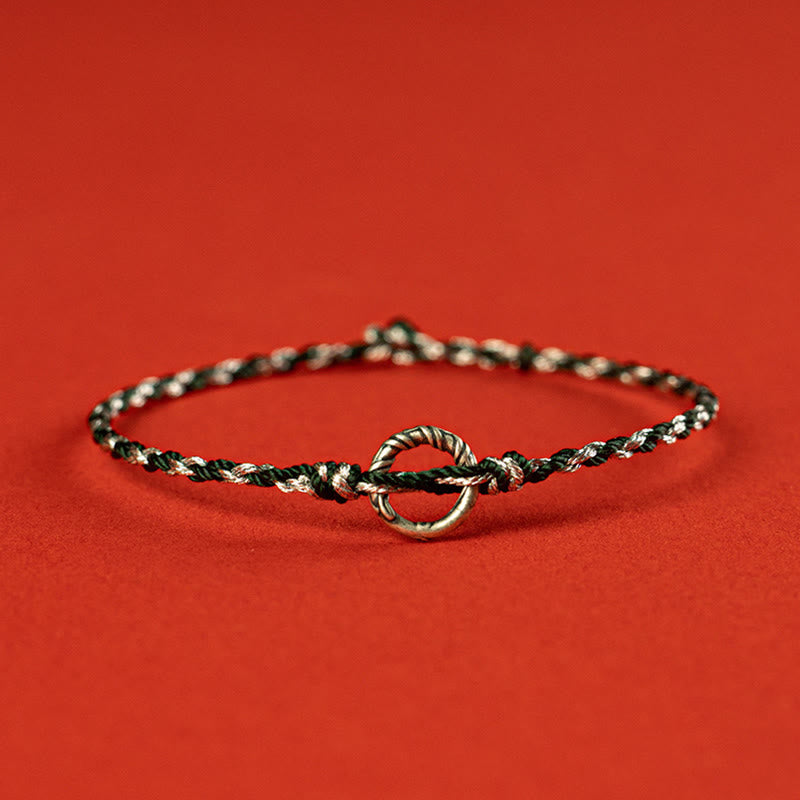 Nimara Ritual 925 Sterling Silver Peace Buckle Luck String Bracelet