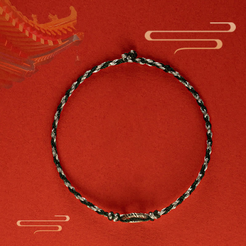 Nimara Ritual 925 Sterling Silver Peace Buckle Luck String Bracelet