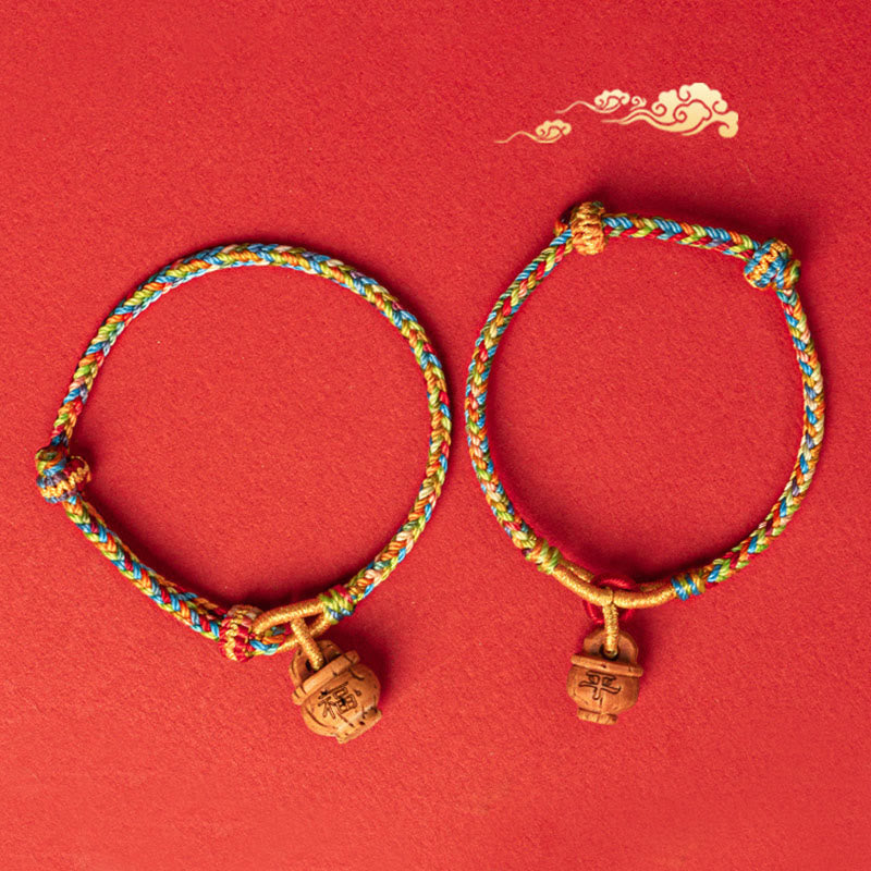 Nimara Ritual Peach Wood Fu Character Safe And Well Wealth Bracelet